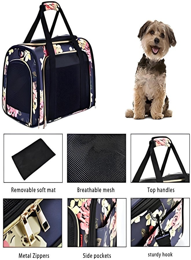 KIKA Pets Goldfinch Cat Bag Carrier | Small Dog Puppy Bag Carrier | Airline Dimension Approved Akasa - Medium Size (18 x 9.8 x 9.9 inches), French Peony Print - Image 4